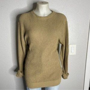 RDI Tan Waffle Knit Pullover Crewneck Sweater Size M